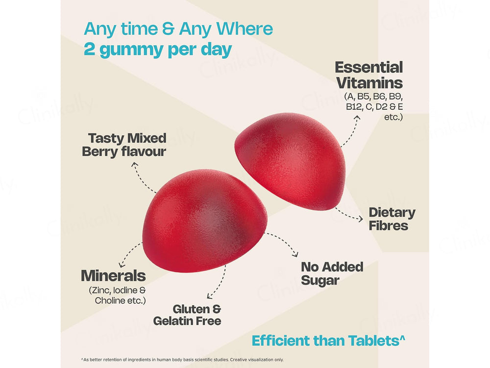 Nutriburst Health & Vitality Multivitamin Health Supplement Gummies - Mixed Berry Flavour