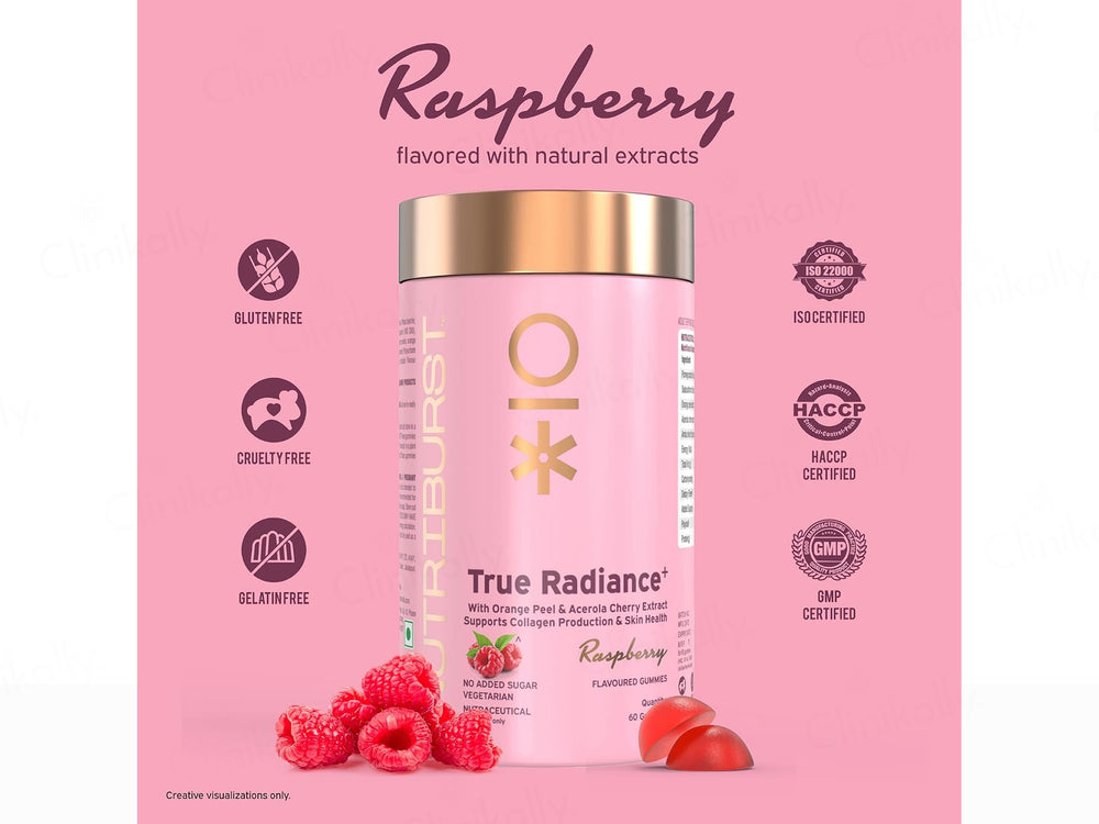 Nutriburst True Radiance Collagen Nutraceutical Gummies - Raspberry Flavour