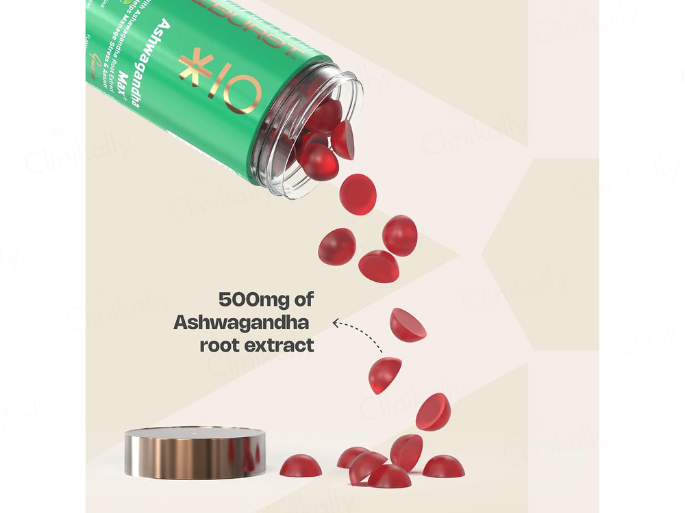 Nutriburst Ashwagandha Max+ Health Supplement Gummies - Guava Flavour