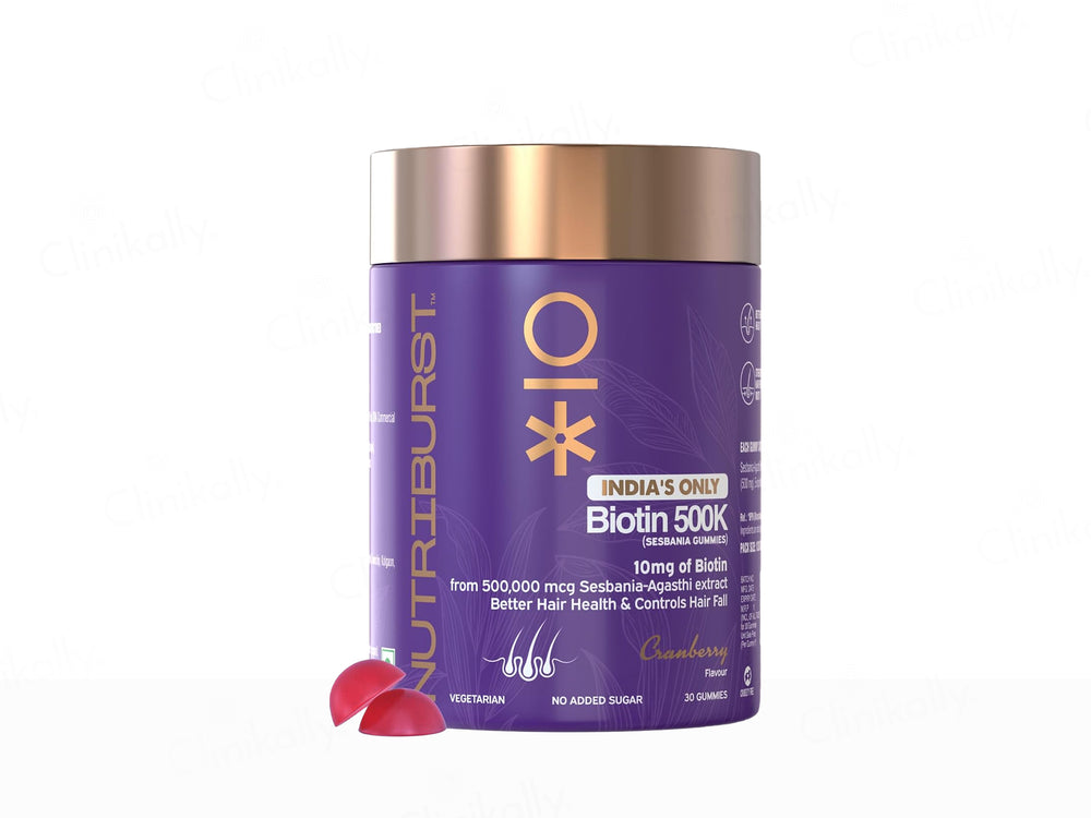 Nutriburst Biotin 500K 10mg Nutraceutical Gummies - Cranberry Flavour