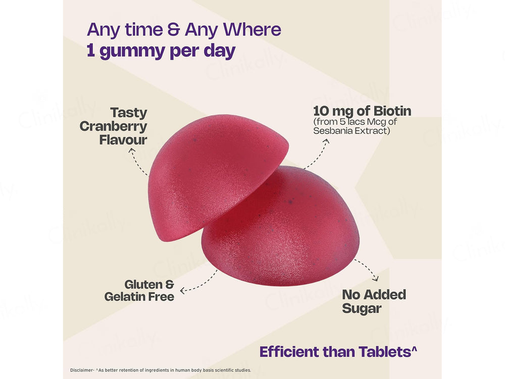 Nutriburst Biotin 500K 10mg Nutraceutical Gummies - Cranberry Flavour