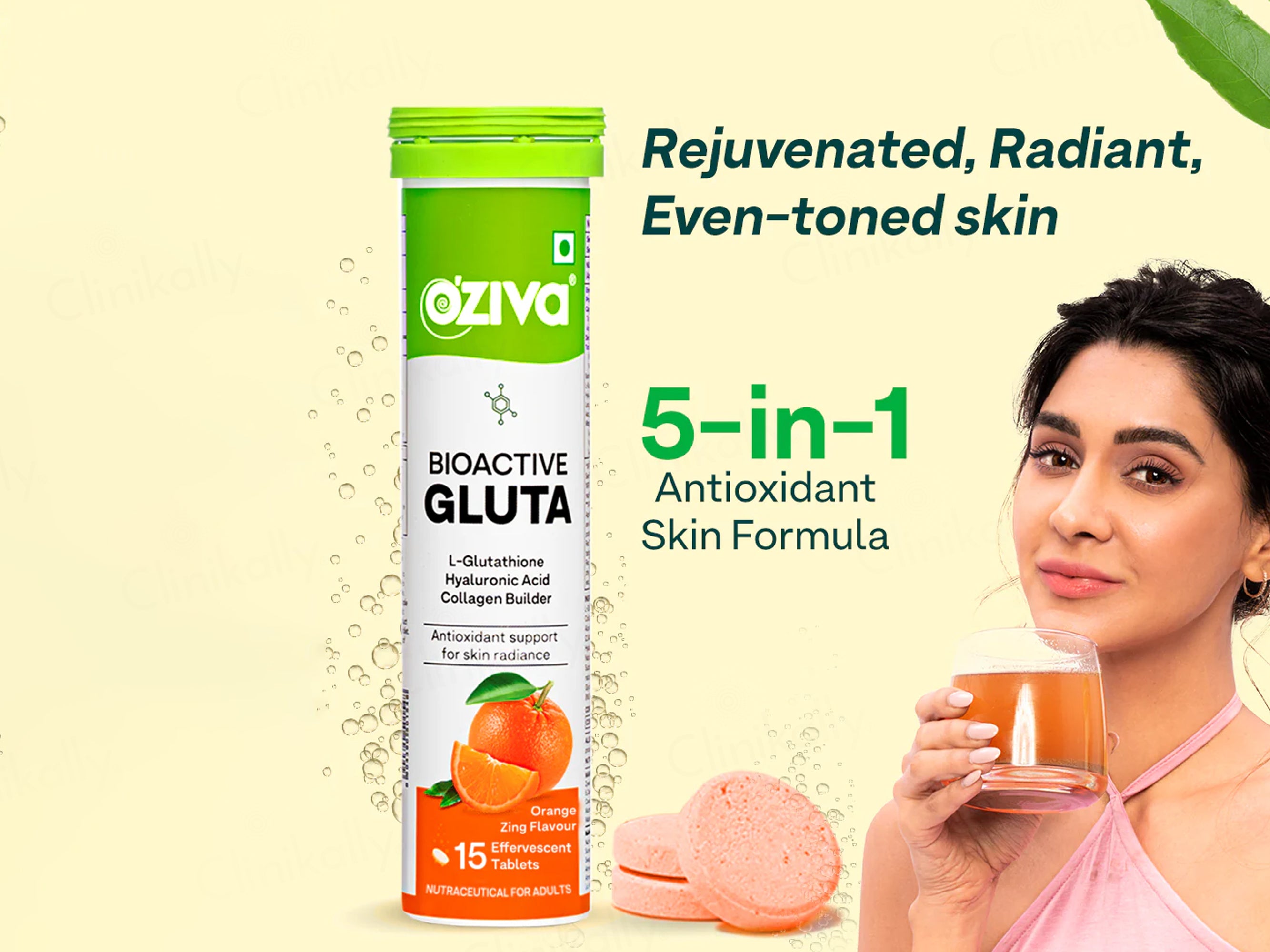 OZiva Bioactive Gluta L-Glutathione Nutraceutical Effervescent Tablet