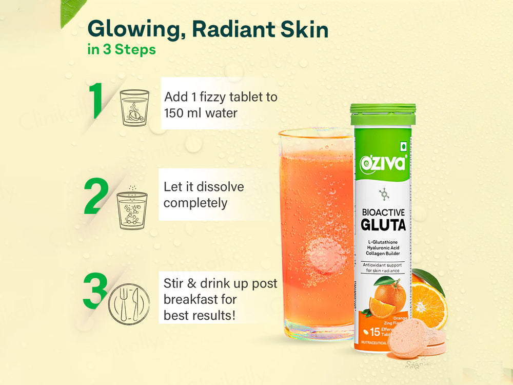 OZiva Bioactive Gluta L-Glutathione Nutraceutical Effervescent Tablet