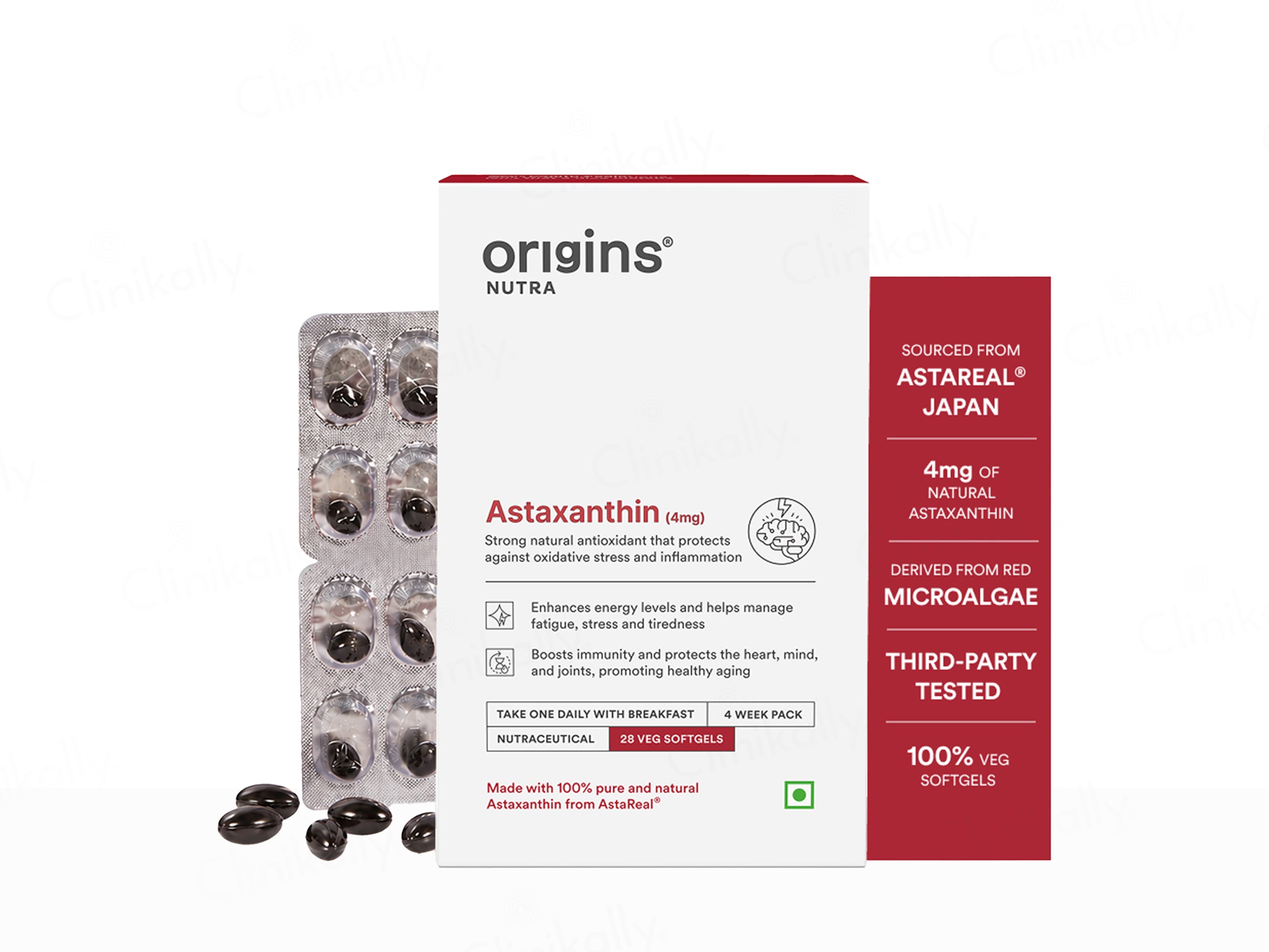 Origins Nutra Astaxanthin 4mg Nutraceutical Veg Softgel Capsule