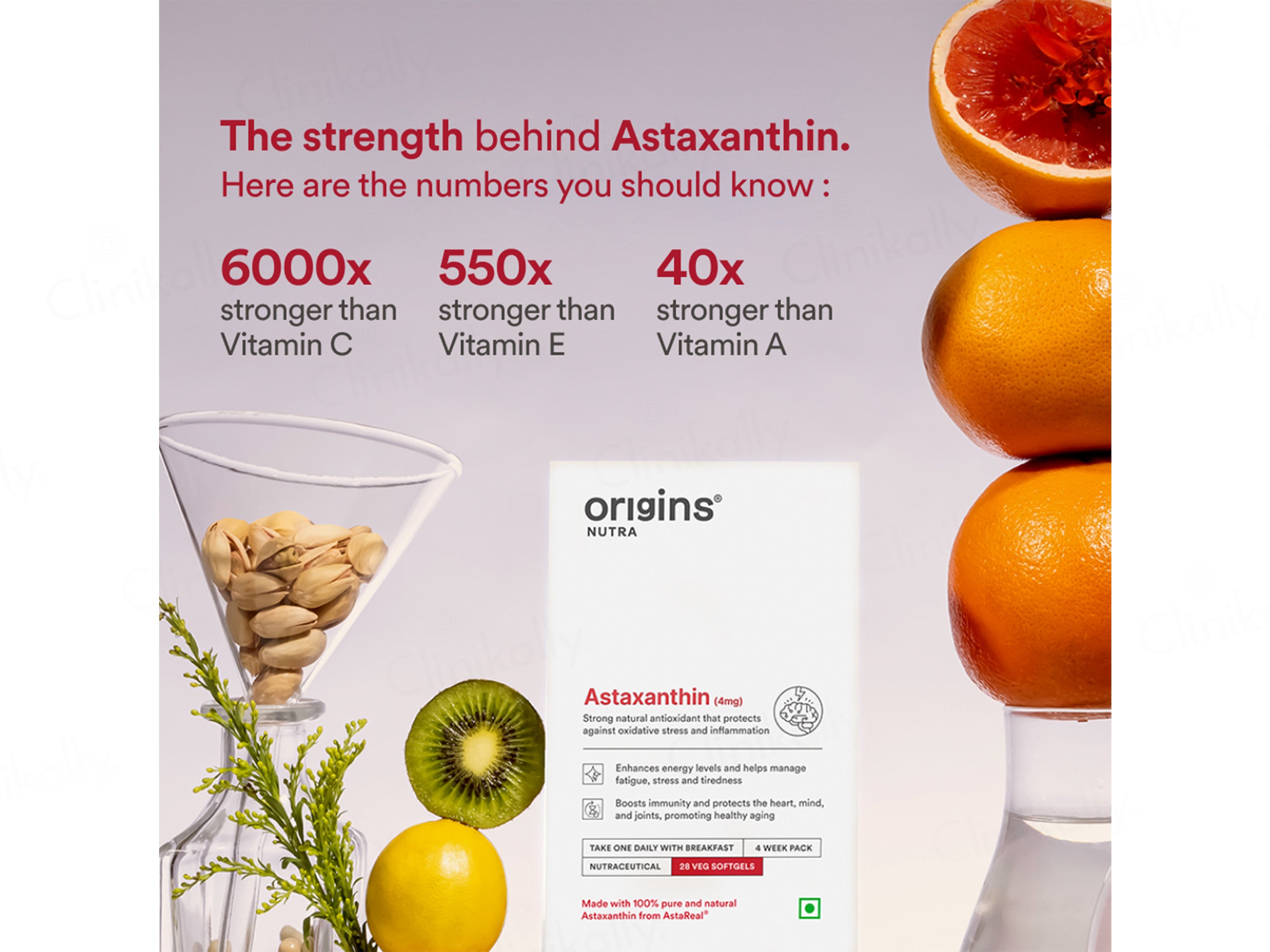 Origins Nutra Astaxanthin 4mg Nutraceutical Veg Softgel Capsule