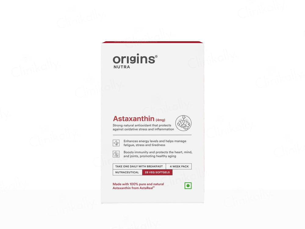 Origins Nutra Astaxanthin 4mg Nutraceutical Veg Softgel Capsule
