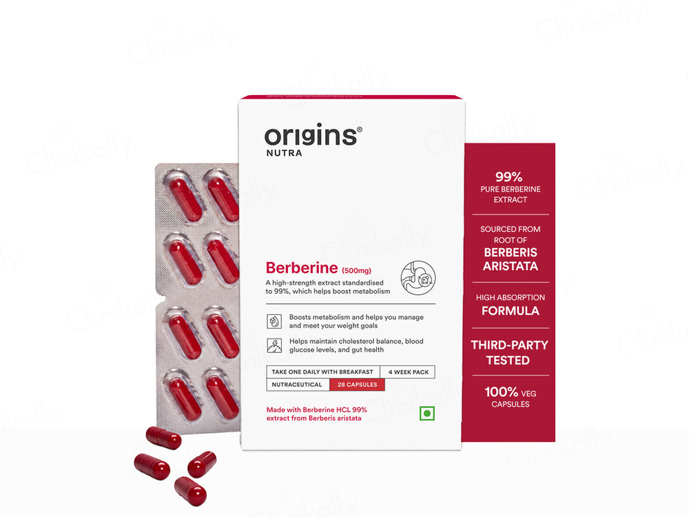 Origins Nutra Berberine 500mg Nutraceutical Veg Capsule