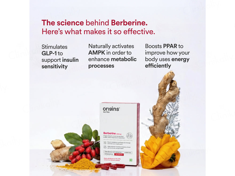 Origins Nutra Berberine 500mg Nutraceutical Veg Capsule