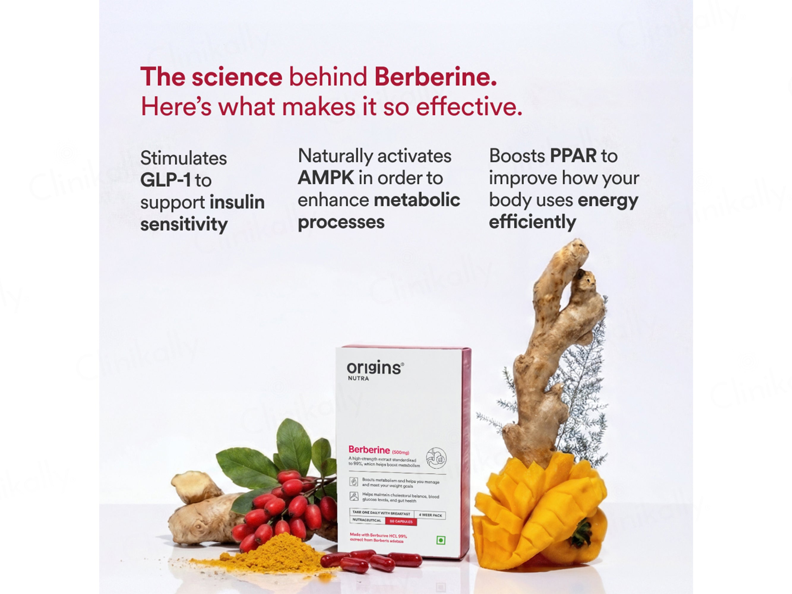 Origins Nutra Berberine 500mg Nutraceutical Veg Capsule