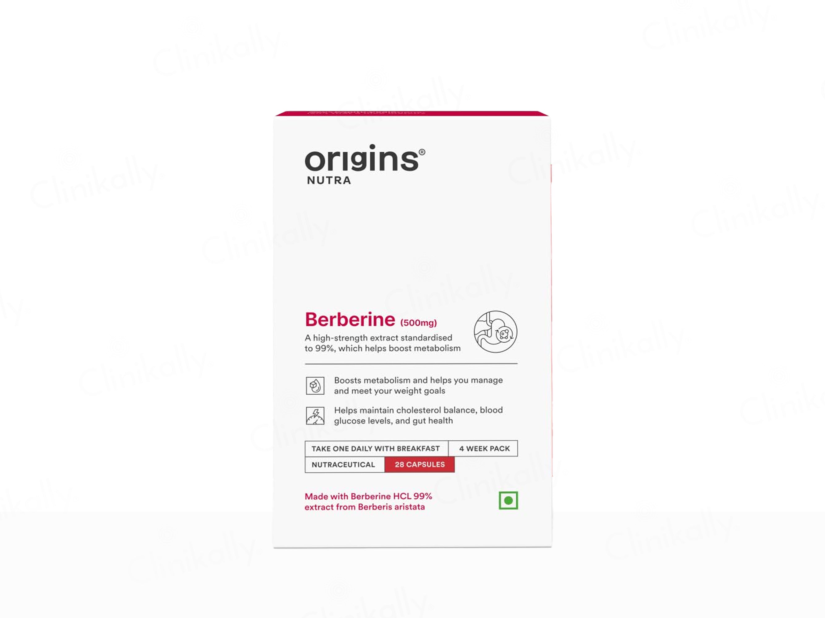Origins Nutra Berberine 500mg Nutraceutical Veg Capsule