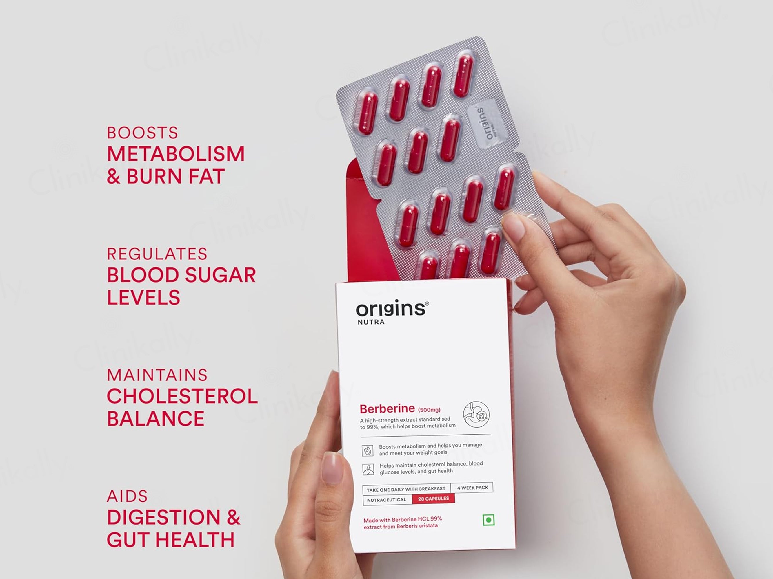 Origins Nutra Berberine 500mg Nutraceutical Veg Capsule