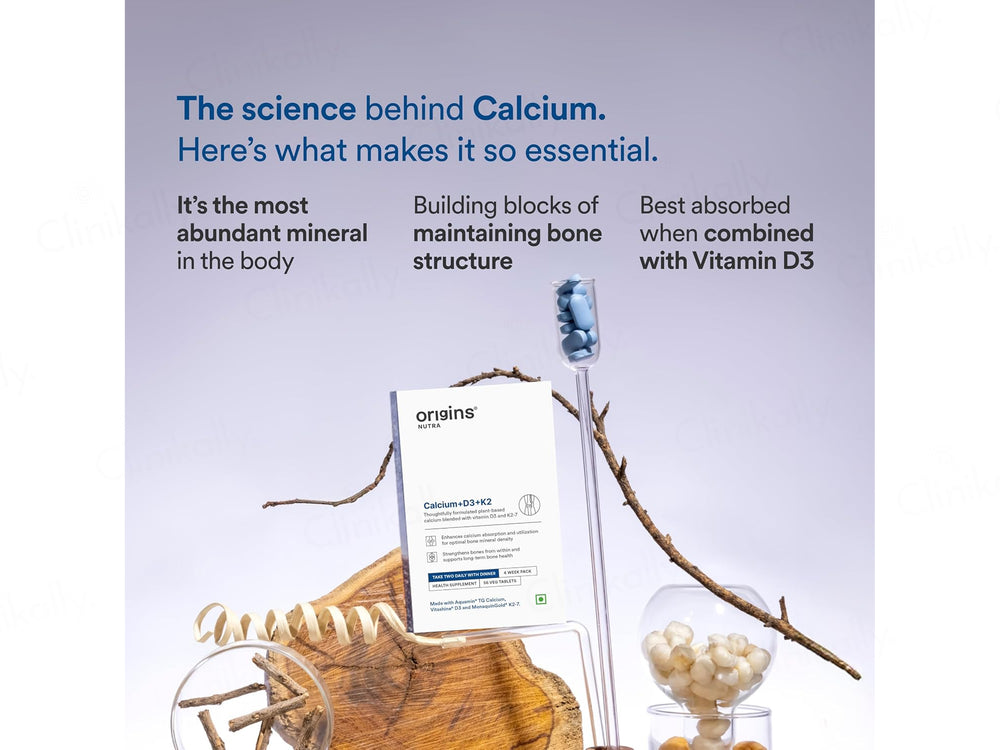 Origins Nutra Calcium + D3 + K2 Health Supplement Veg Tablet