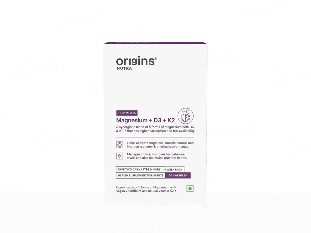 Origins Nutra Magnesium + D3 + K2 Health Supplement Capsule For Men