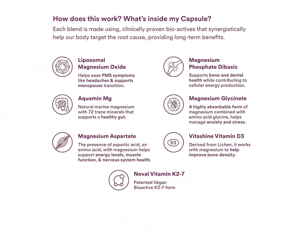 Origins Nutra Magnesium + D3 + K2 Health Supplement Capsule For Women