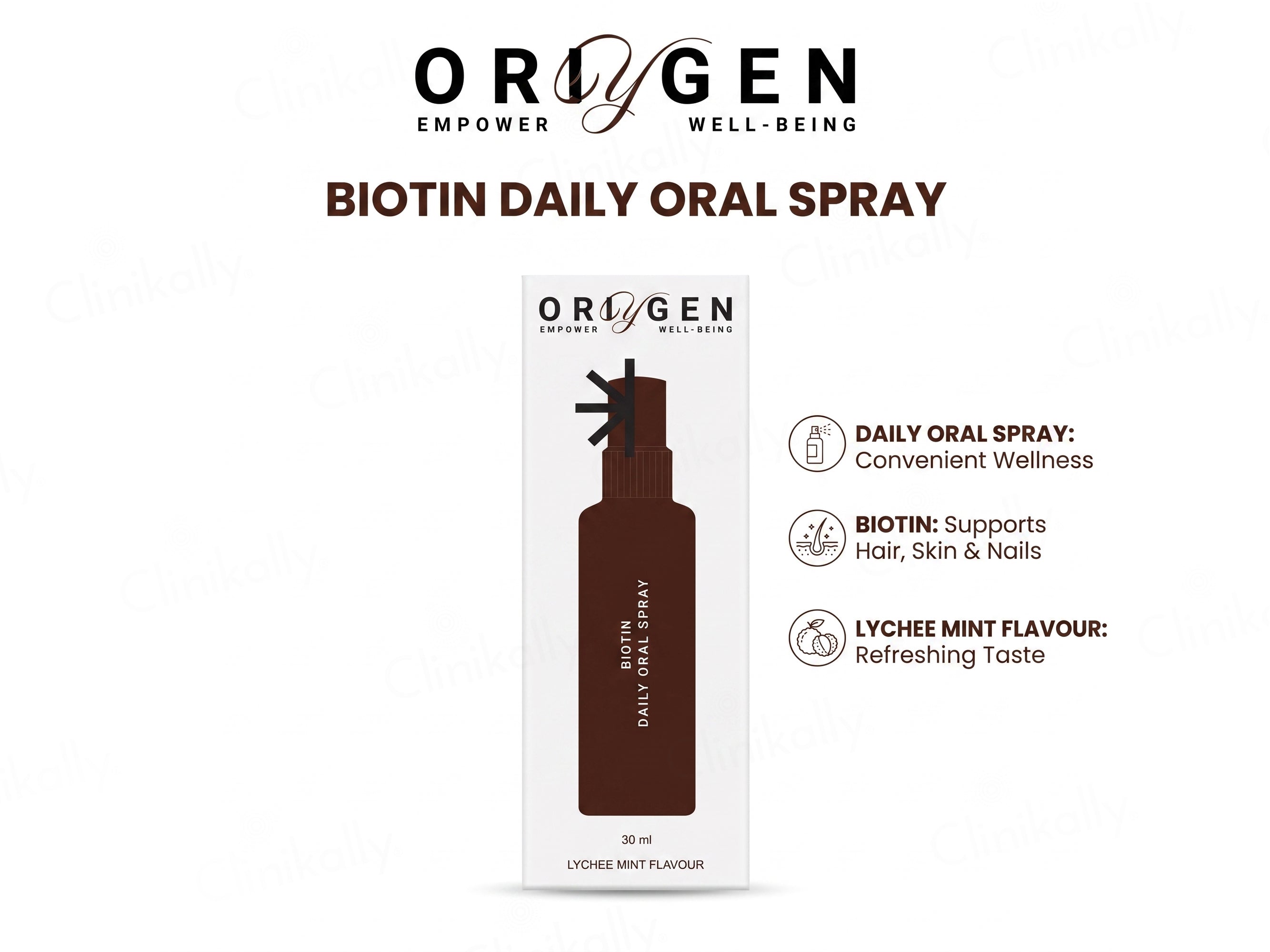 Oriygen Biotin Daily Oral Spray - Lychee Mint Flavour