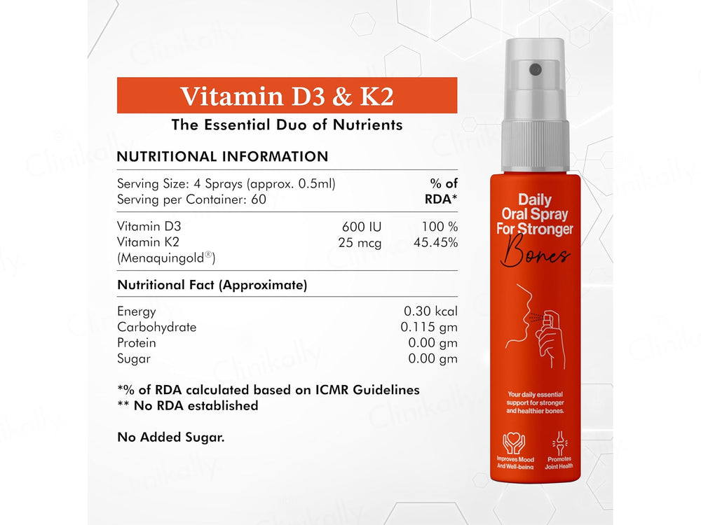 Oriygen Vitamin D3 & K2 Daily Oral Spray - Orange Flavour