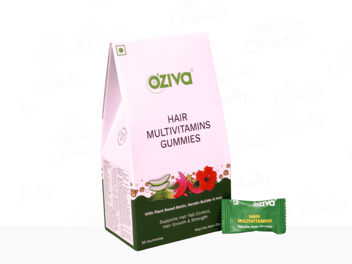 OZiva Hair Multivitamins Gummies - Kachcha Aam- Clinikally