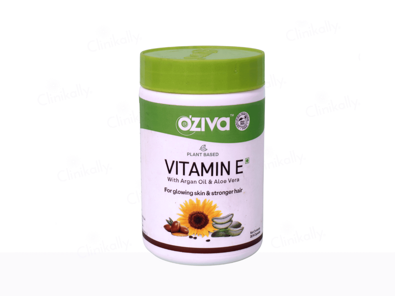 OZiva Plant Based Natural Vitamin E Capsules with Sunflower Oil, Argan Oil & Aloe Vera - Clinikally