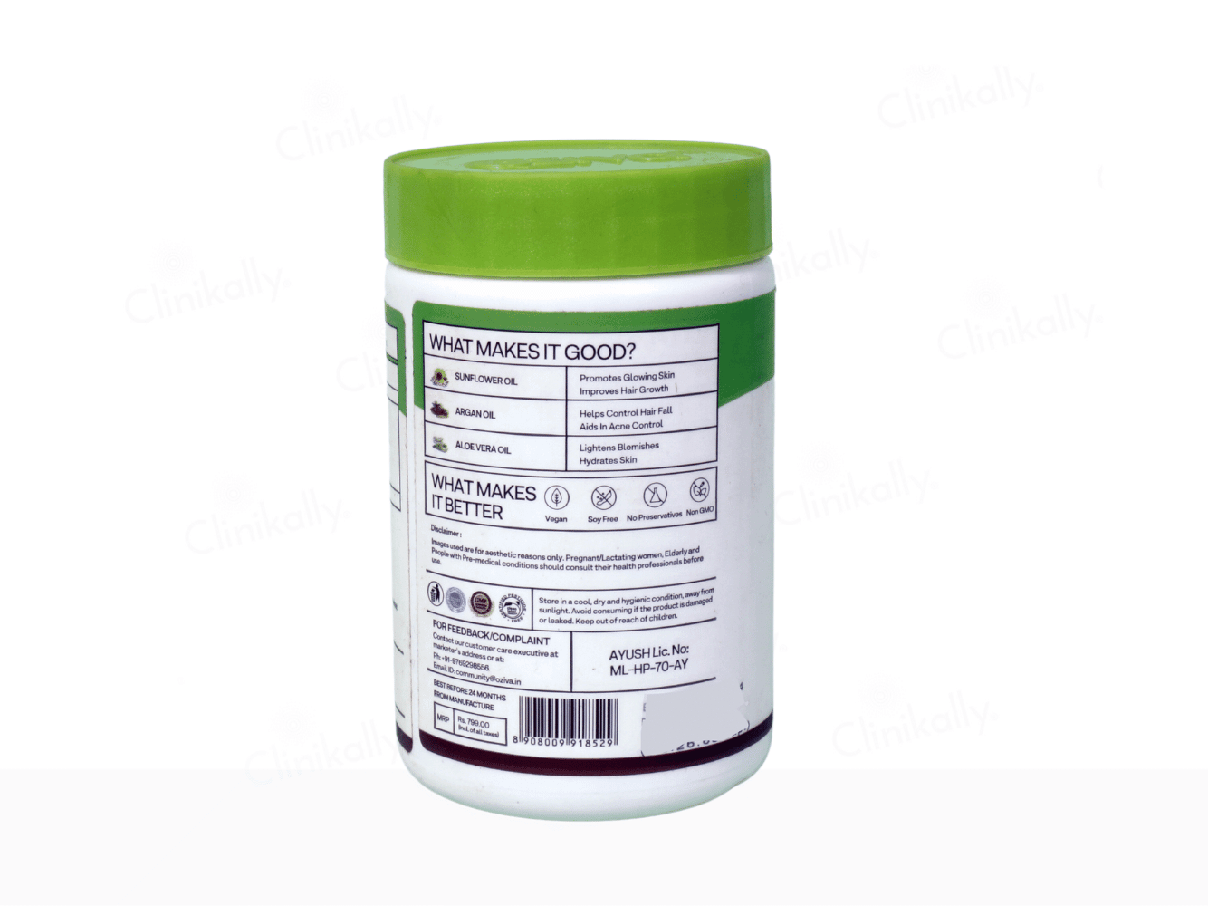 OZiva Plant Based Natural Vitamin E Capsules with Sunflower Oil, Argan Oil & Aloe Vera - Clinikally