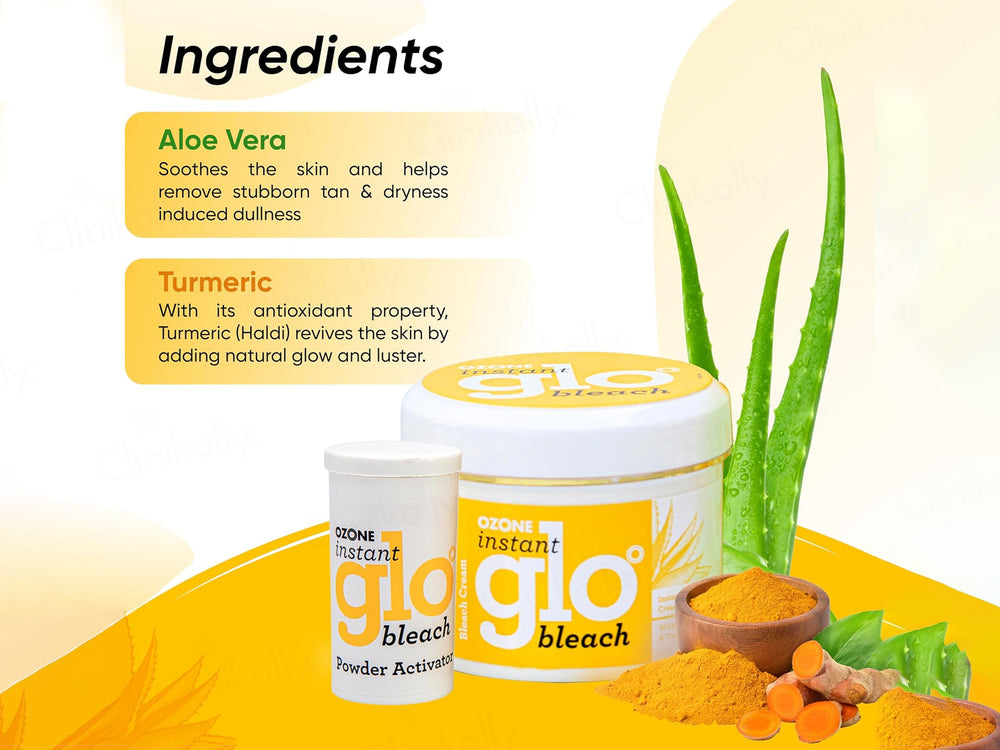 Ozone Instant Glo Radiance Bleach Cream Kit With Sandal Face Pack & Mixing Bowl