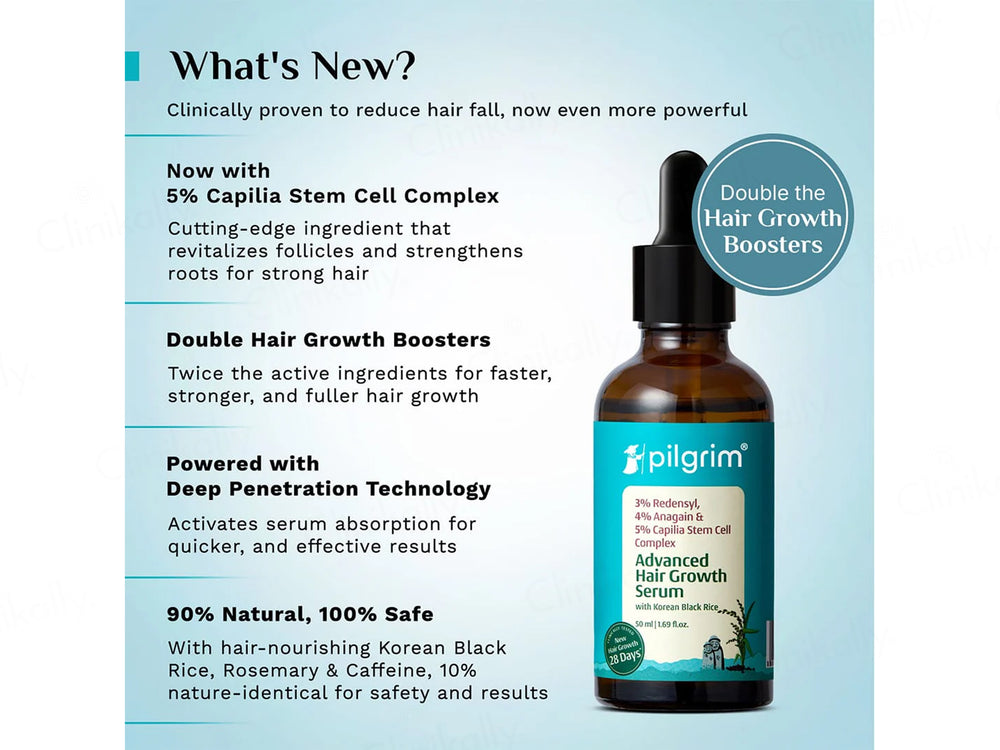 Pilgrim 3% Redensyl & 4% Anagain Advanced Hair Growth Serum With Korean Black Rice