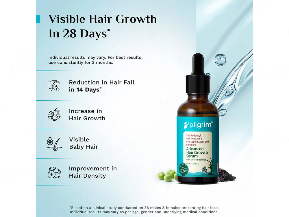 Pilgrim 3% Redensyl & 4% Anagain Advanced Hair Growth Serum With Korean Black Rice