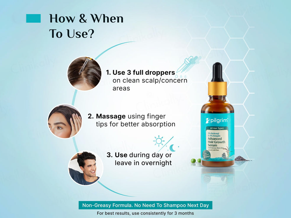 Pilgrim 3% Redensyl & 4% Anagain Advanced Hair Growth Serum With Korean Black Rice
