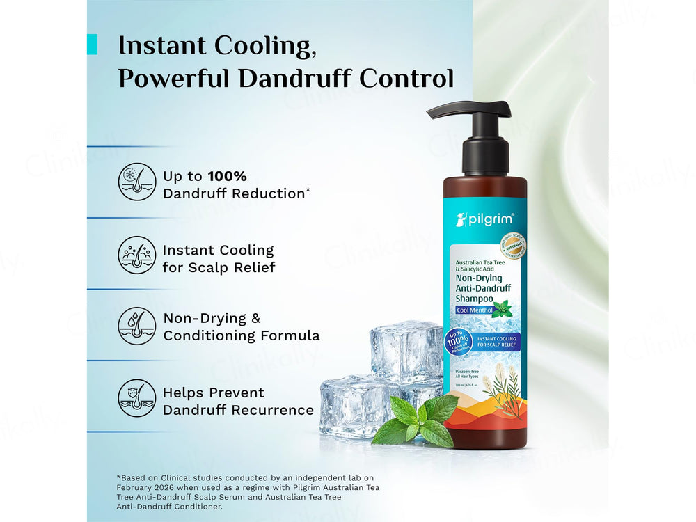 Pilgrim Australian Tea Tree & Salicylic Acid Non-Drying Anti-Dandruff Shampoo - Cool Menthol