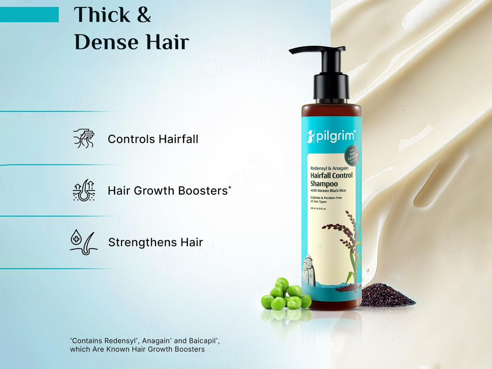 Pilgrim Redensyl & Anagain Hairfall Control Shampoo With Korean Black Rice