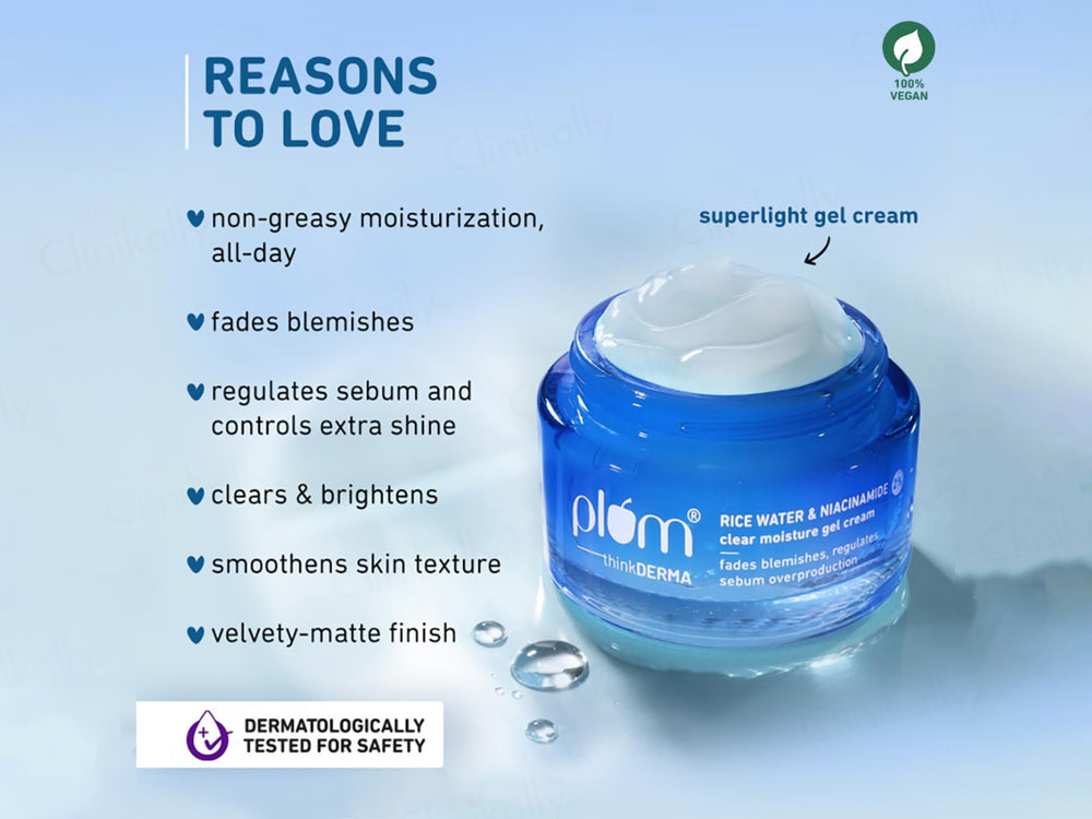 Plum 2% Niacinamide Clear Moisture Gel Cream With Rice Water