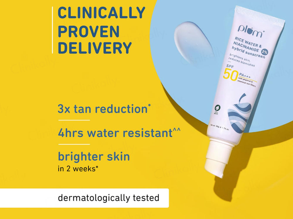 Plum 2% Niacinamide Hybrid Sunscreen With Rice Water SPF 50 PA++++