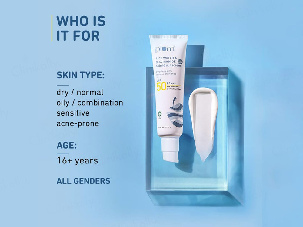 Plum 2% Niacinamide Hybrid Sunscreen With Rice Water SPF 50 PA++++