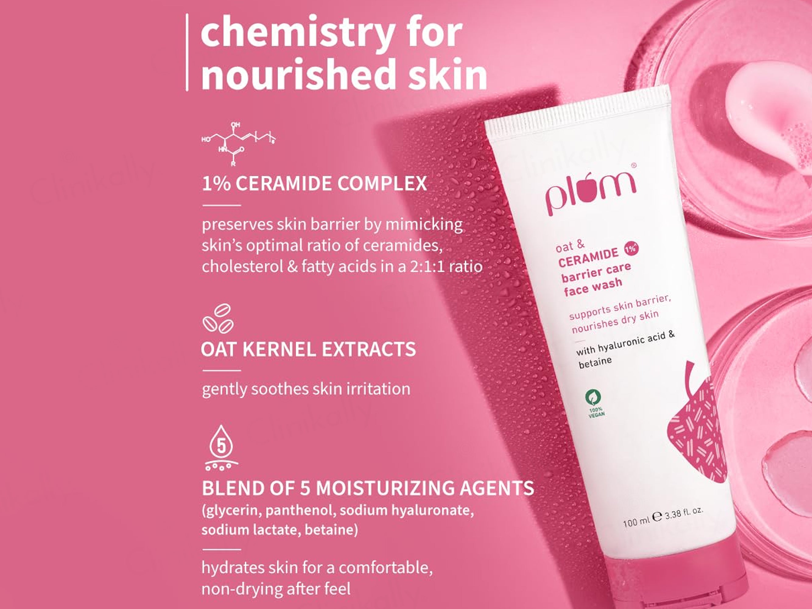 Plum Oat & 1% Ceramide Barrier Care Face Wash With Hyaluronic Acid & Betaine