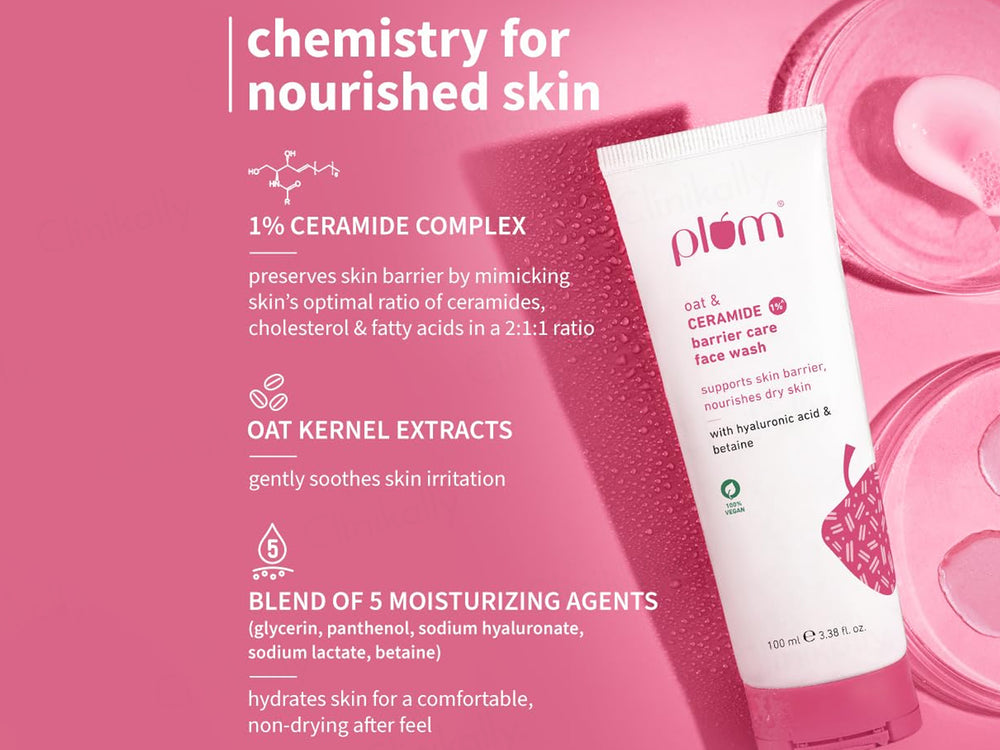 Plum Oat & 1% Ceramide Barrier Care Face Wash With Hyaluronic Acid & Betaine