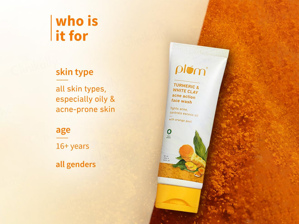 Plum Turmeric & White Clay Acne Action Face Wash With Orange Peel