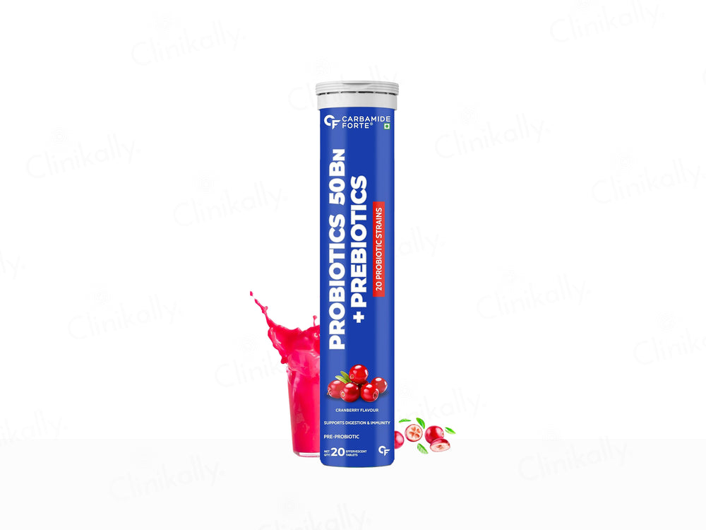 Carbamide Forte Probiotics 50 Bn + Prebiotics Effervescent Tablet - Cranberry Flavour