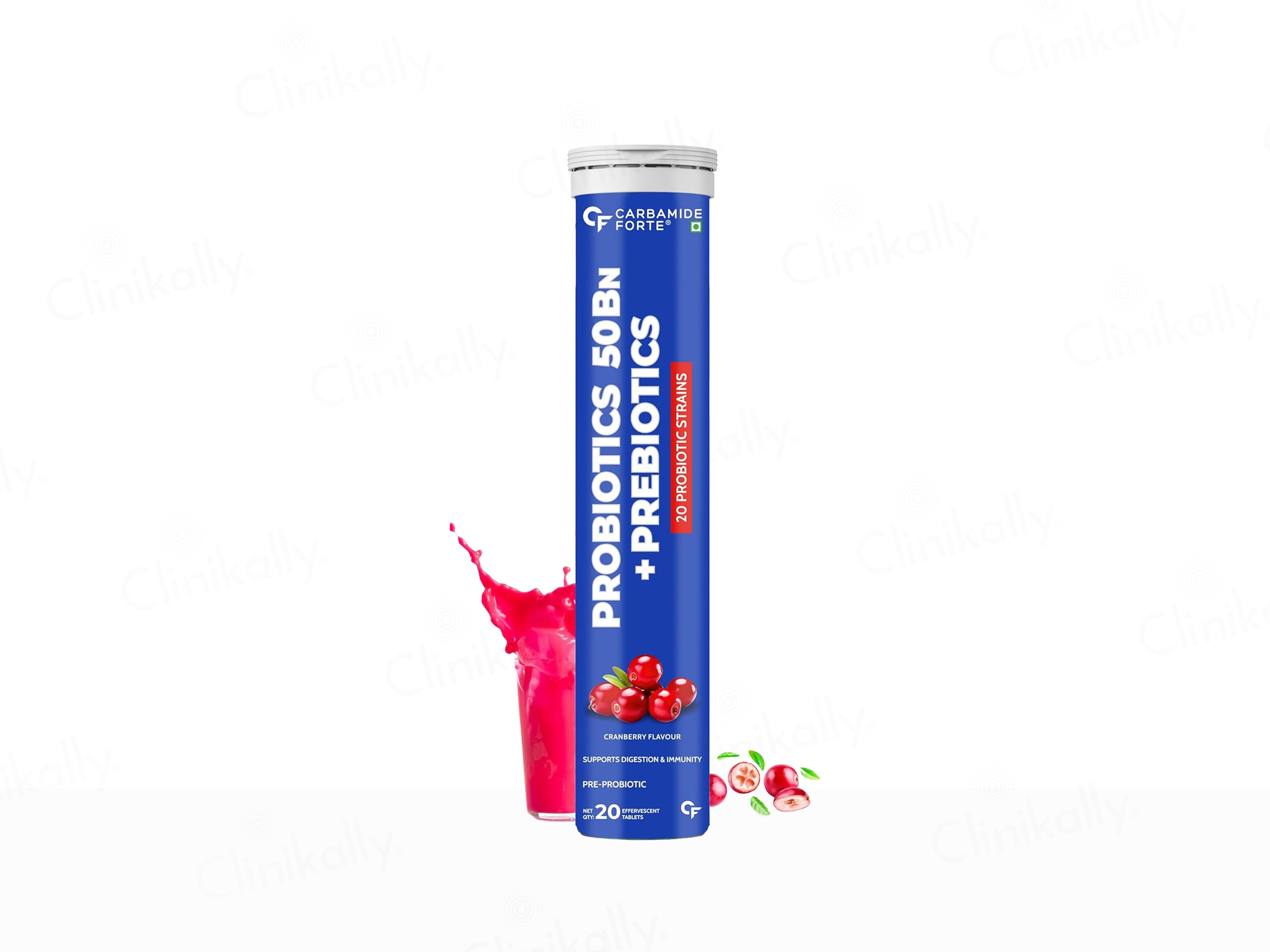 Carbamide Forte Probiotics 50 Bn + Prebiotics Effervescent Tablet - Cranberry Flavour