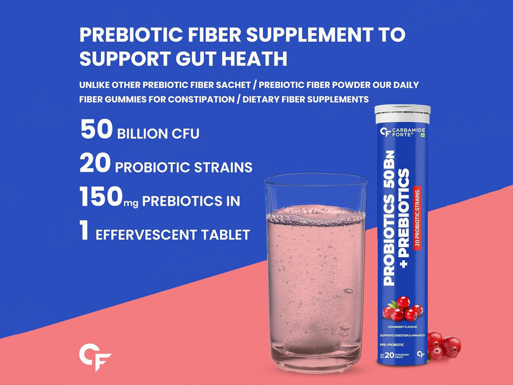 Carbamide Forte Probiotics 50 Bn + Prebiotics Effervescent Tablet - Cranberry Flavour