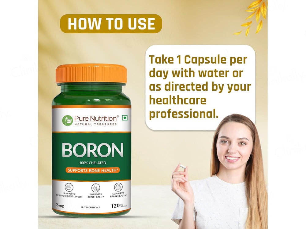 Pure Nutrition 100% Chelated Boron 3mg Veg Capsule
