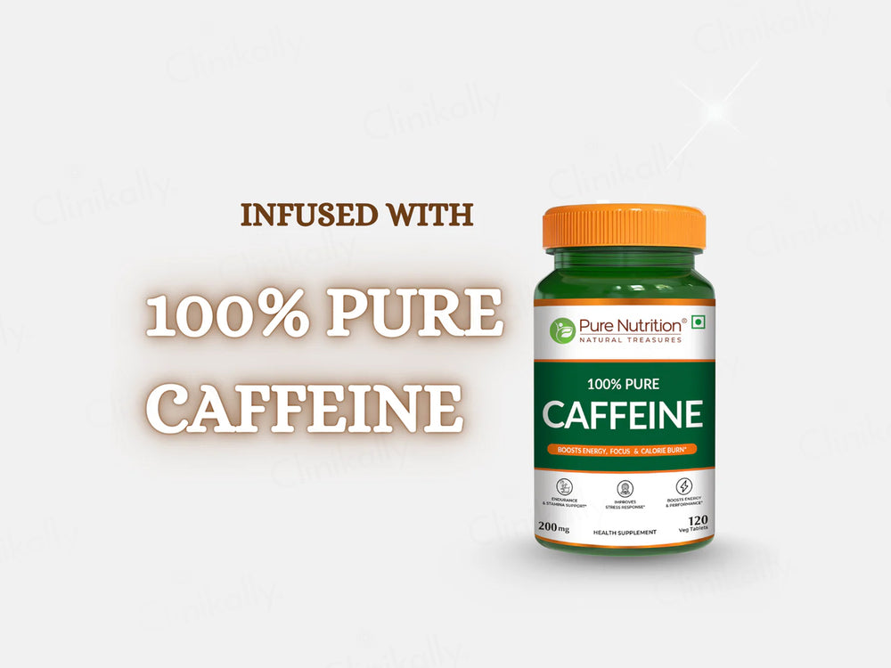 Pure Nutrition 100% Pure Caffeine 200mg Veg Tablet