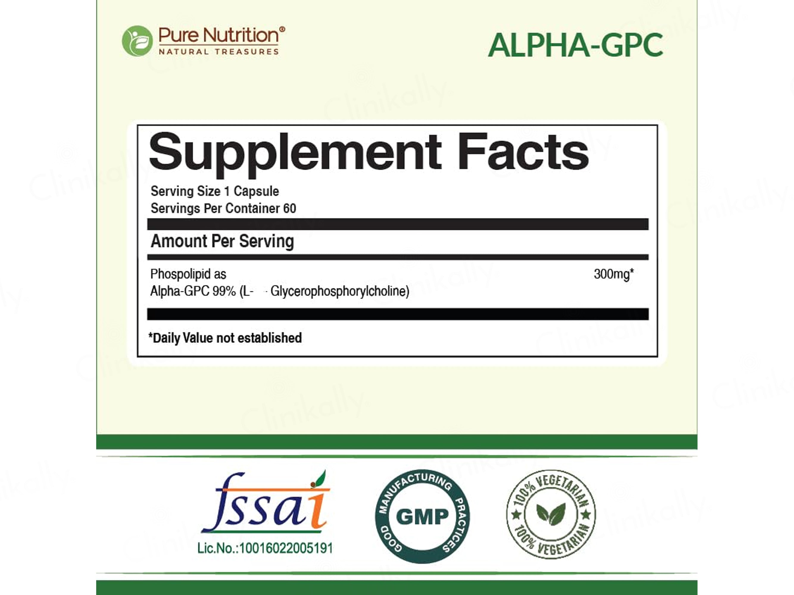 Pure Nutrition Alpha-GPC 300mg Veg Capsule