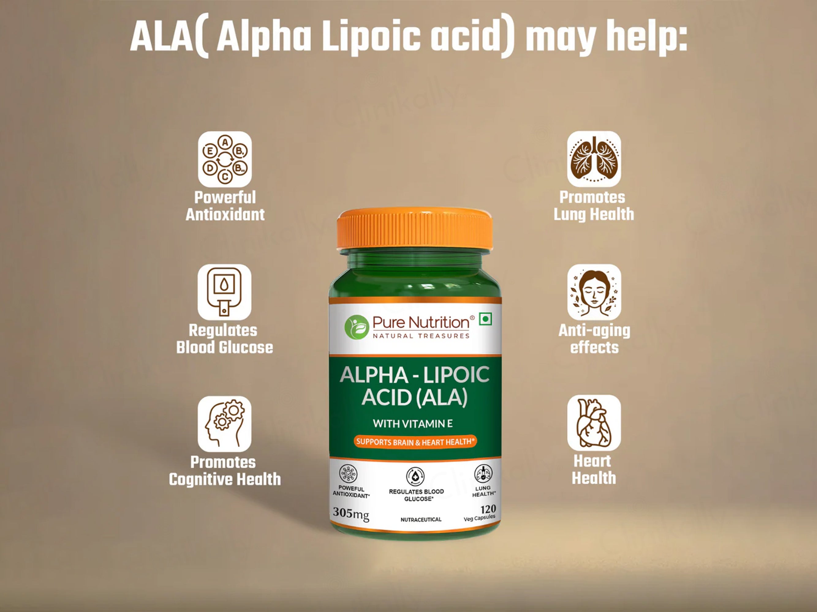 Pure Nutrition Alpha-Lipoic Acid (ALA) 305mg Veg Capsule