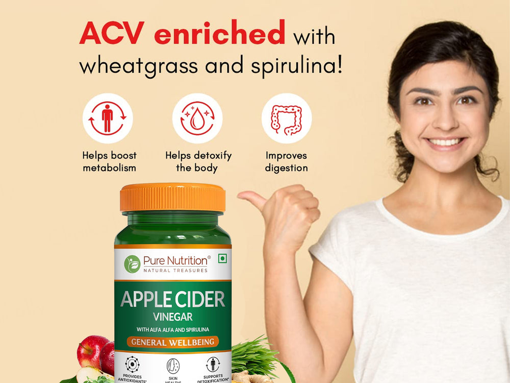 Pure Nutrition Apple Cider Vinegar With Alfa Alfa & Spirulina Veg Capsule