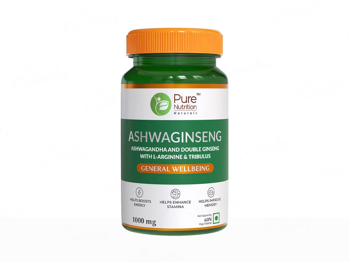 Pure Nutrition Ashwaginseng 1075mg Health Supplement Veg Tablet