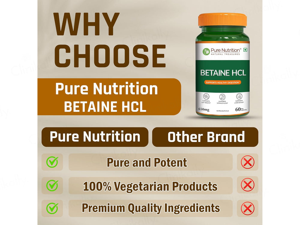 Pure Nutrition Betaine HCL 650mg Veg Capsule