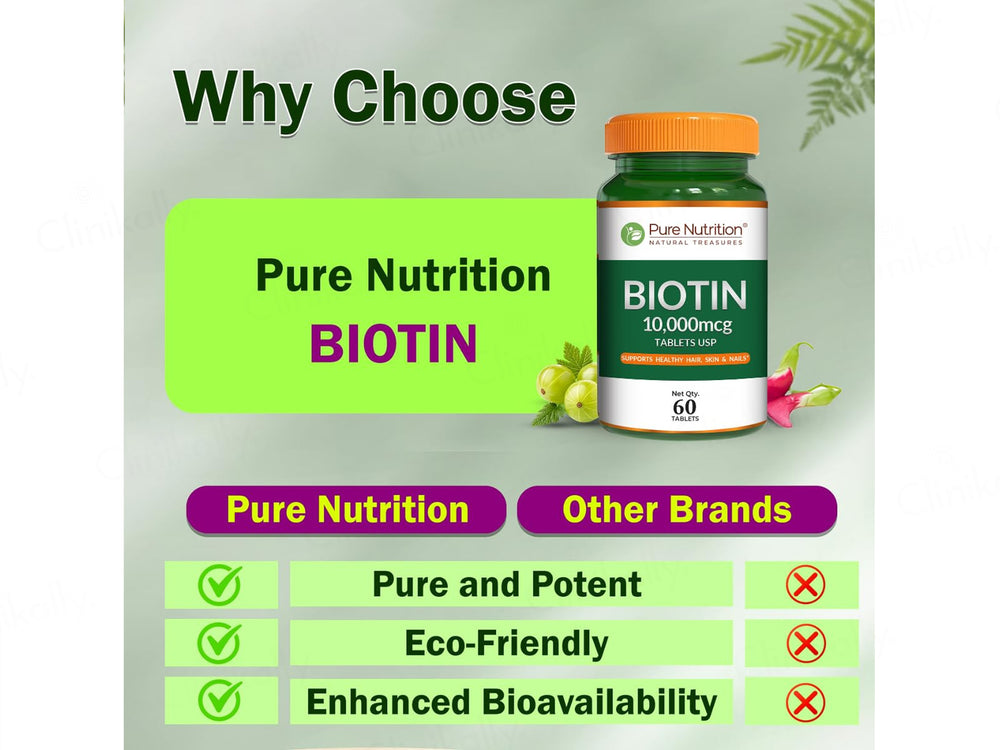 Pure Nutrition Biotin 10000mcg Veg Tablet