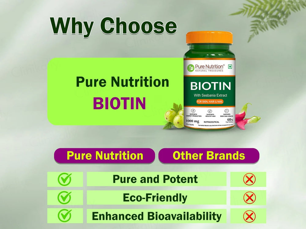Pure Nutrition Biotin 1000mg With Sesbania Extract Veg Tablet