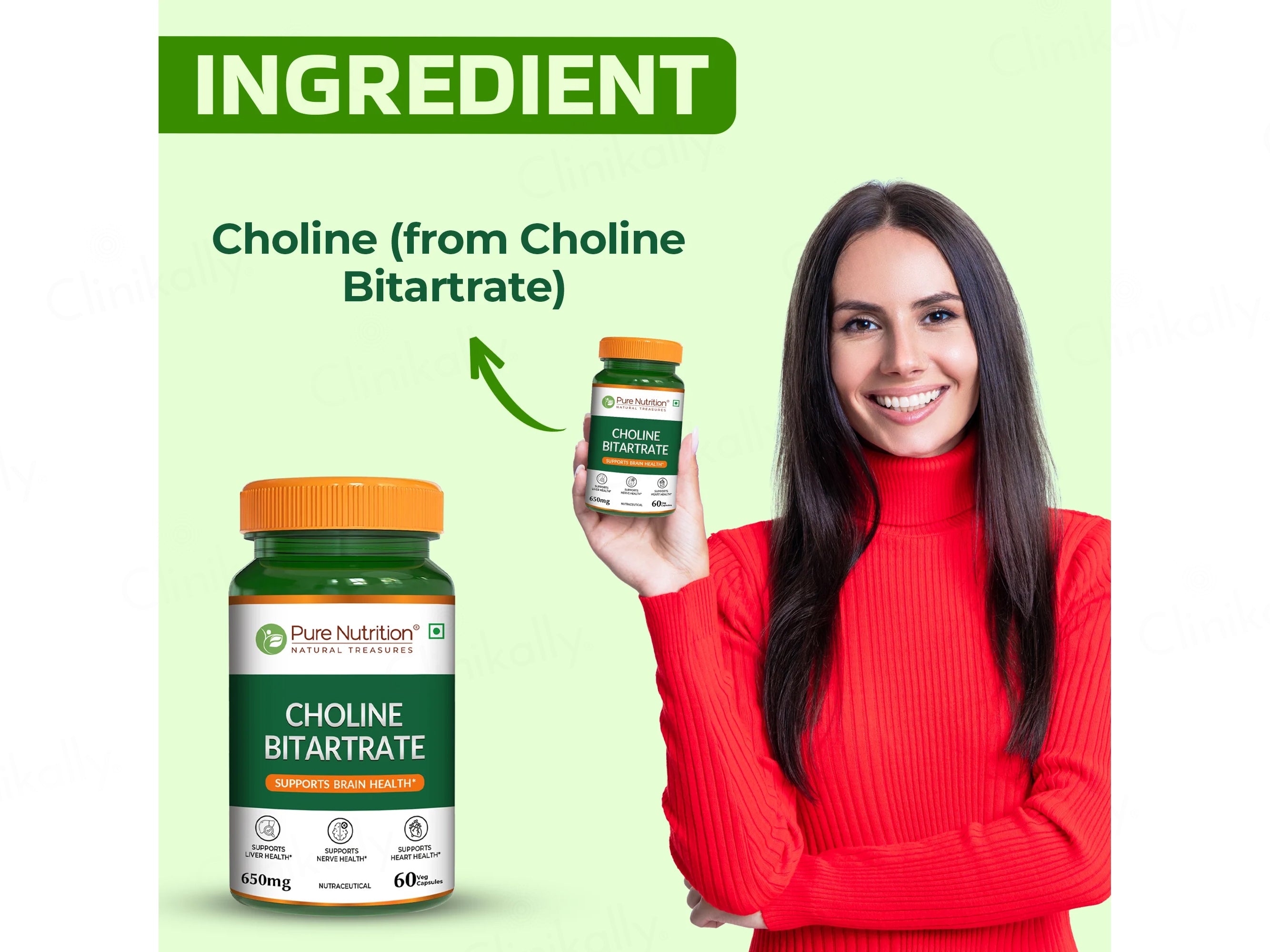 Pure Nutrition Choline Bitartrate 650mg Veg Capsule