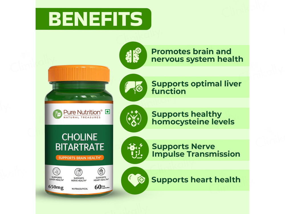 Pure Nutrition Choline Bitartrate 650mg Veg Capsule