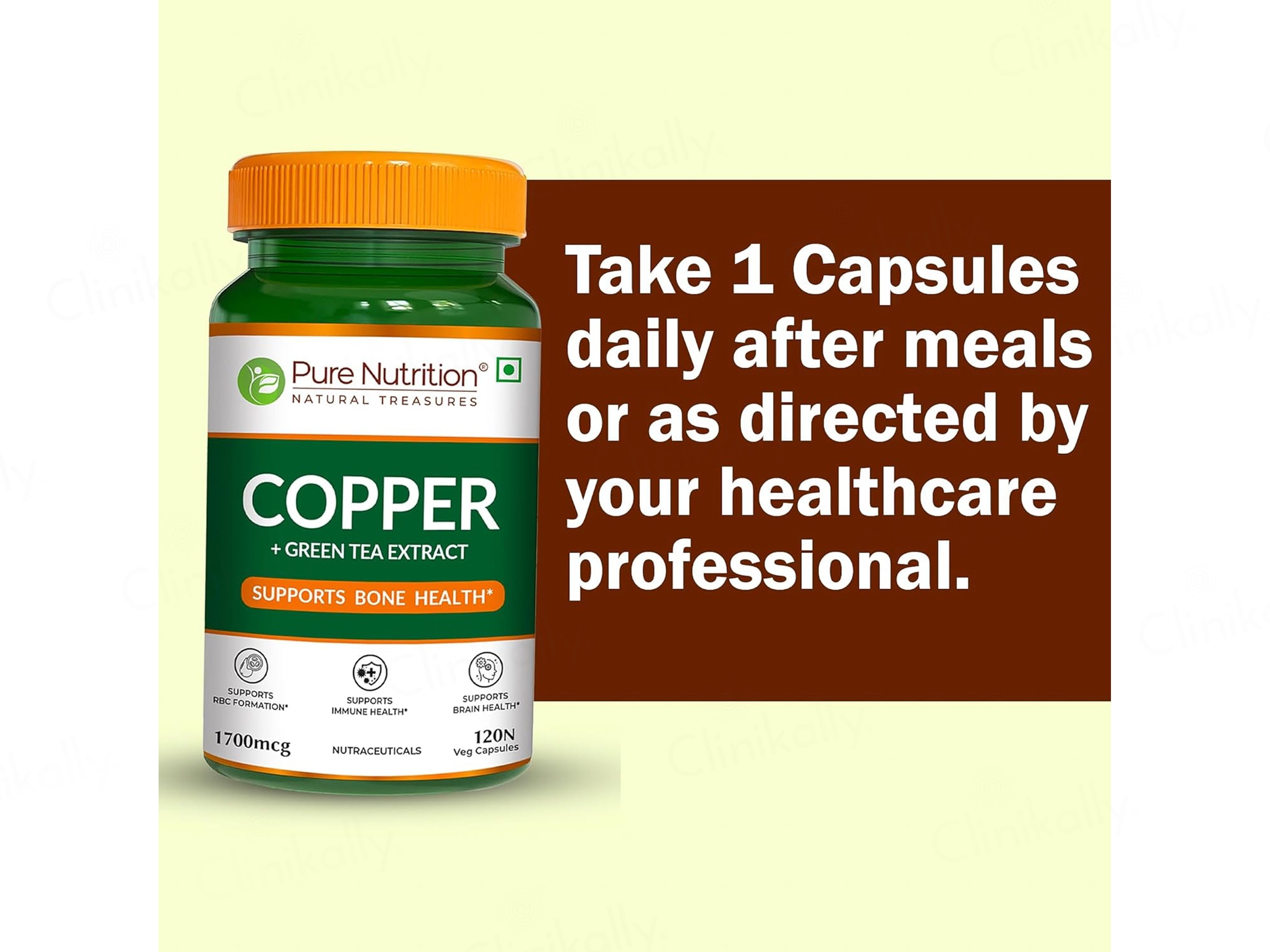 Pure Nutrition Copper + Green Tea Extract Veg Capsule